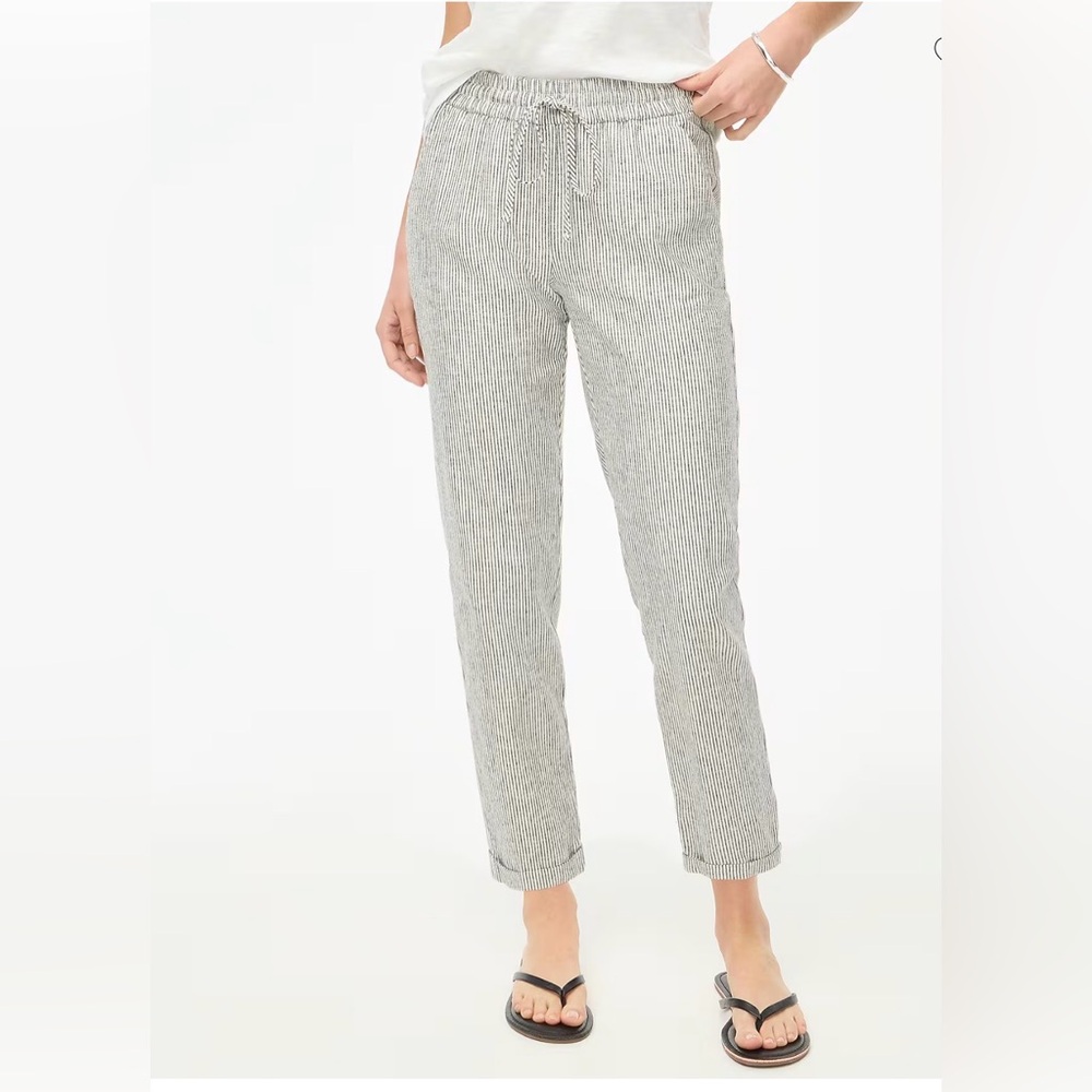 J. Crew Factory stripe linen blend drawstring pants sz 4